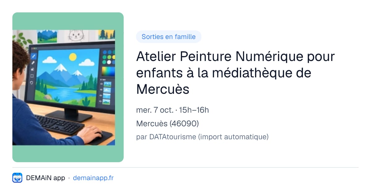 Atelier Peinture Numérique pour enfants à la médiathèque de Mercuès — Mercuès
