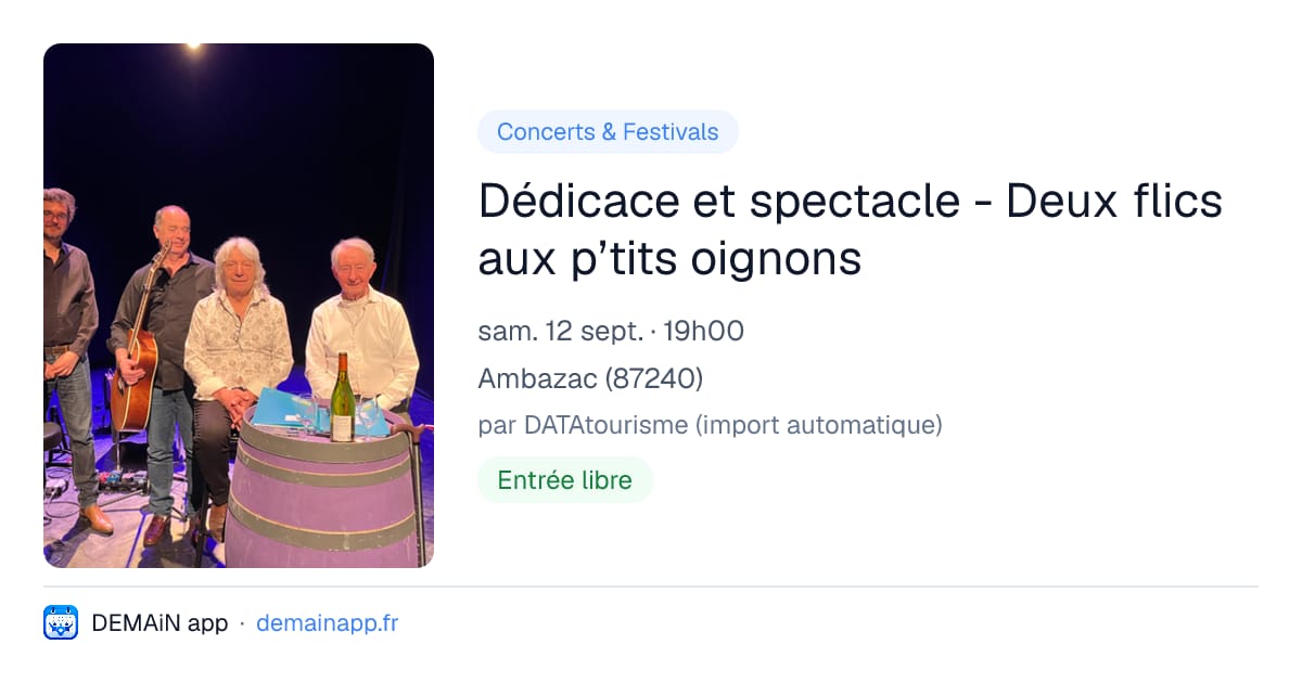 Dédicace et spectacle - Deux flics aux p’tits oignons — Ambazac