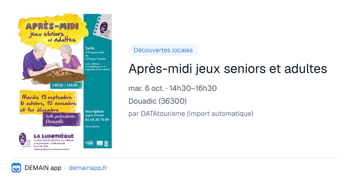 Après-midi jeux seniors et adultes — Douadic