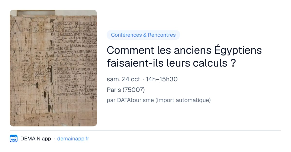 Comment les anciens Égyptiens faisaient-ils leurs calculs ? — Paris