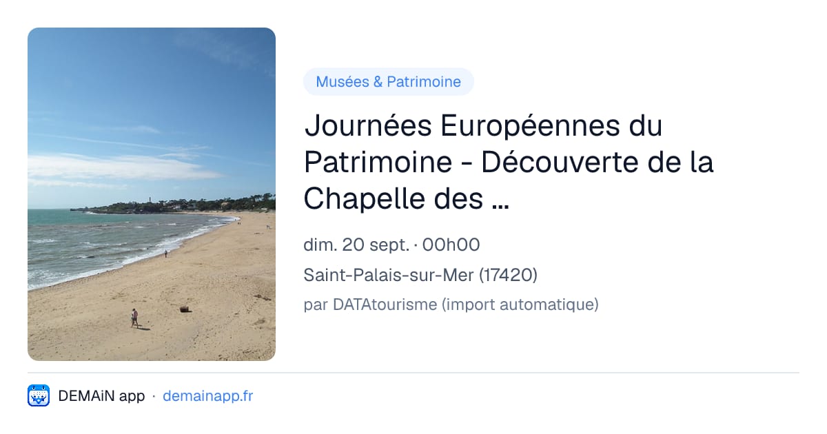 Journées Européennes du Patrimoine - Découverte de la Chapelle des Aviateurs — Saint-Palais-sur-Mer