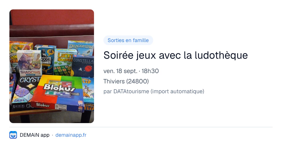 Soirée jeux avec la ludothèque — Thiviers