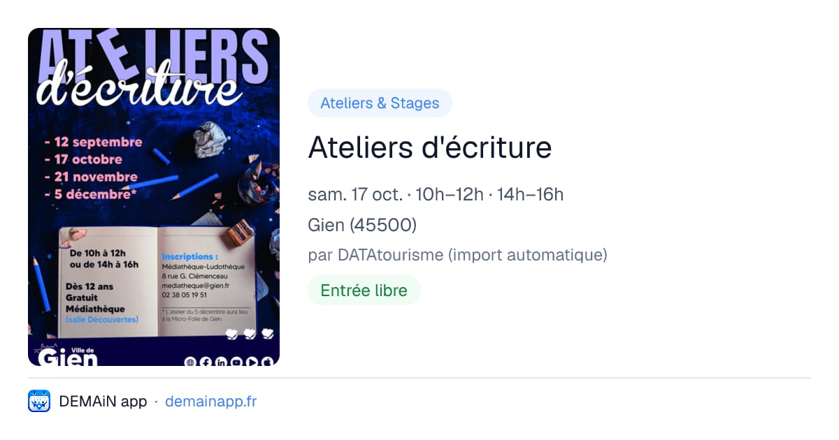 Ateliers d'écriture — Gien
