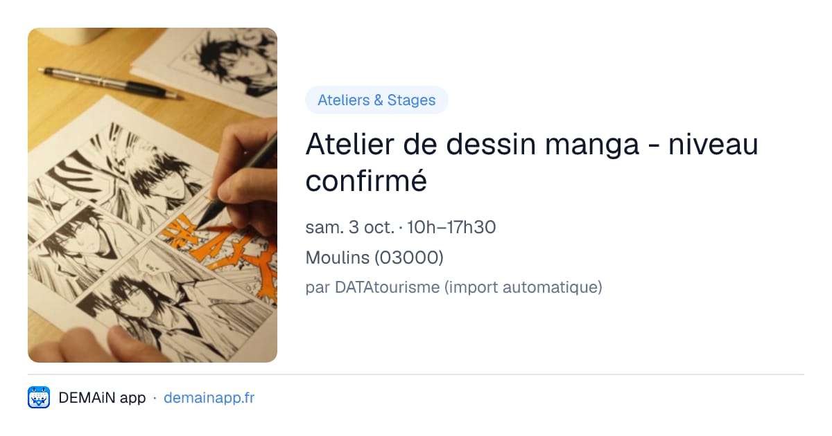 Atelier de dessin manga - niveau confirmé — Moulins