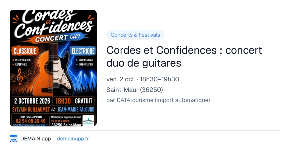 Cordes et Confidences ; concert duo de guitares — Saint-Maur