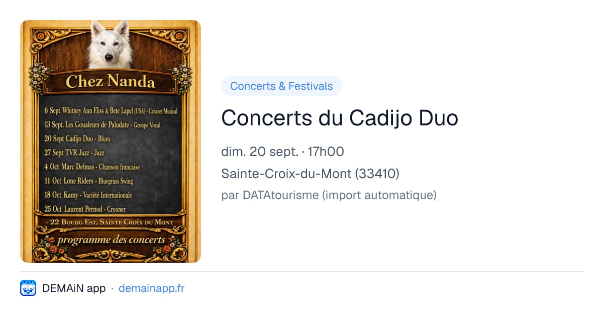 Concerts du Cadijo Duo — Sainte-Croix-du-Mont