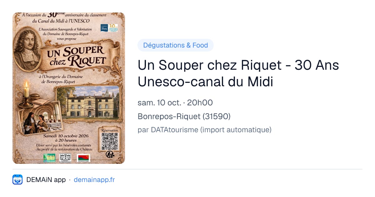 Un Souper chez Riquet - 30 Ans Unesco-canal du Midi — Bonrepos-Riquet