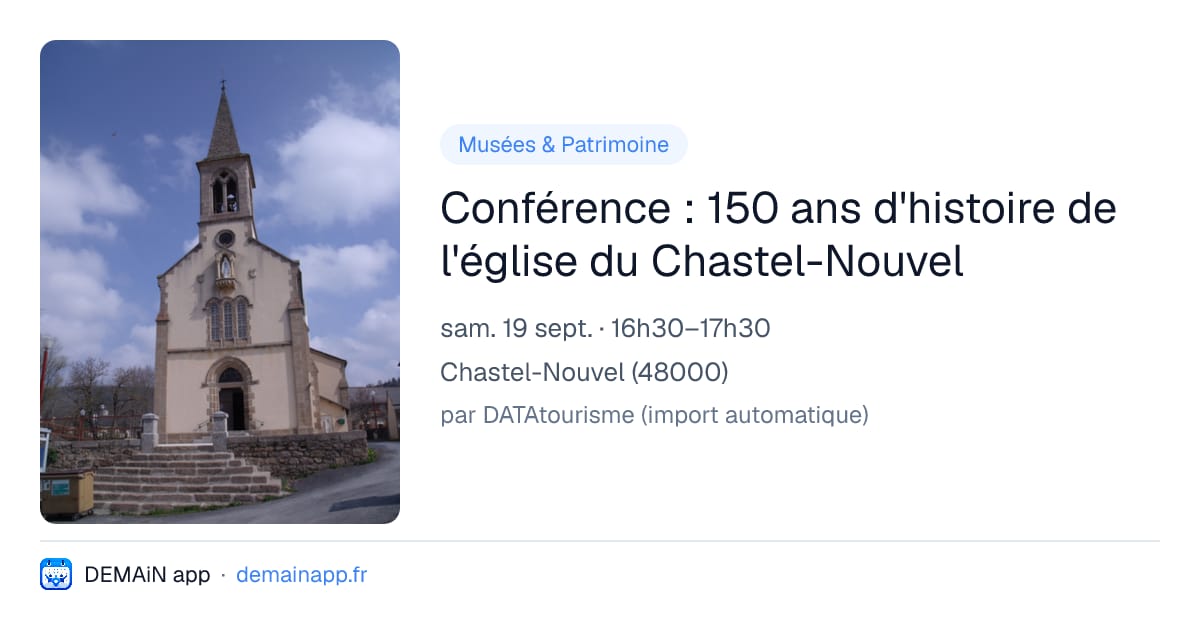 Conférence : 150 ans d'histoire de l'église du Chastel-Nouvel — Chastel-Nouvel