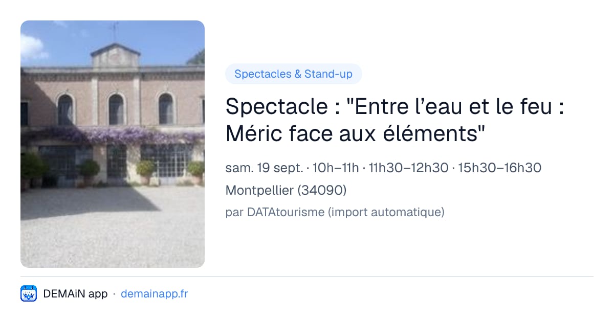 Spectacle : "Entre l’eau et le feu : Méric face aux éléments" — Montpellier