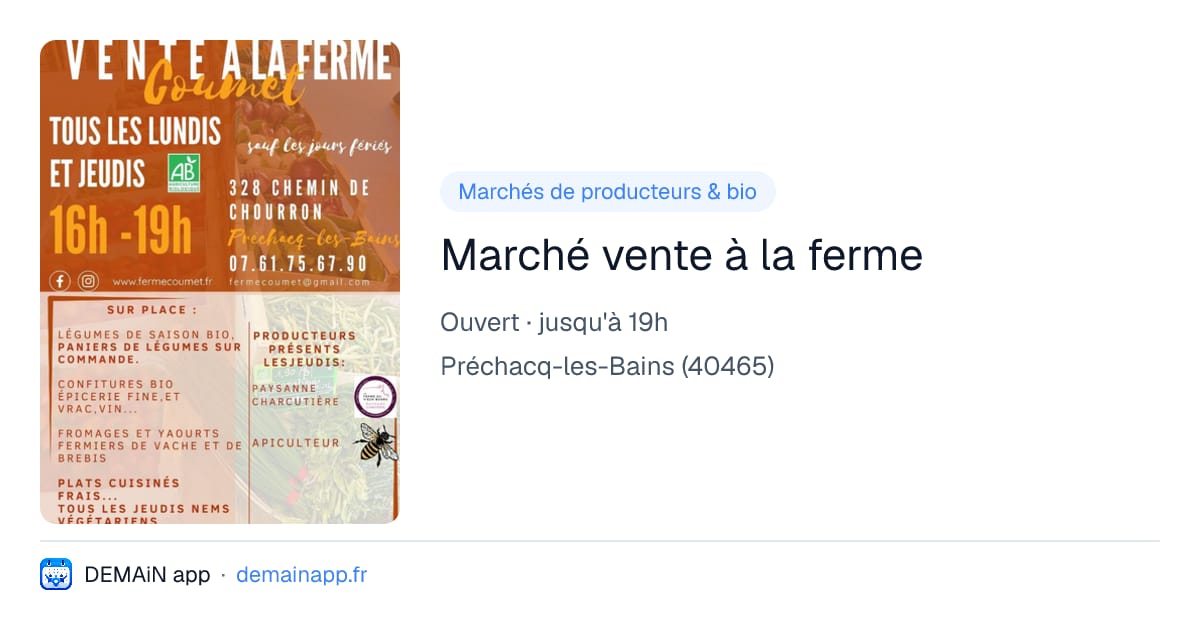 Marché vente à la ferme — Préchacq-les-Bains