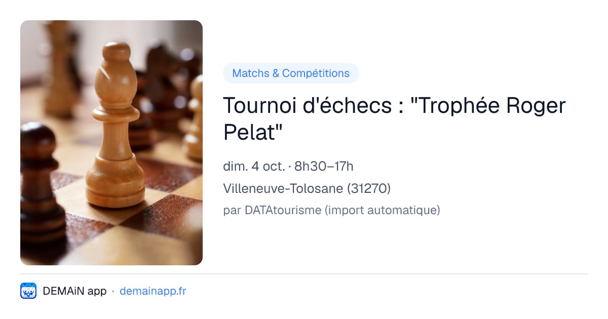 Tournoi d'échecs : "Trophée Roger Pelat" — Villeneuve-Tolosane