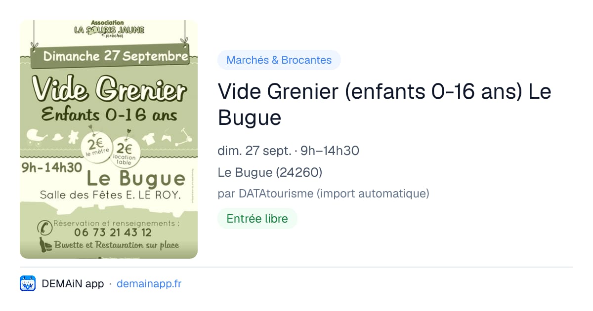 Vide Grenier (enfants 0-16 ans) Le Bugue — Le Bugue