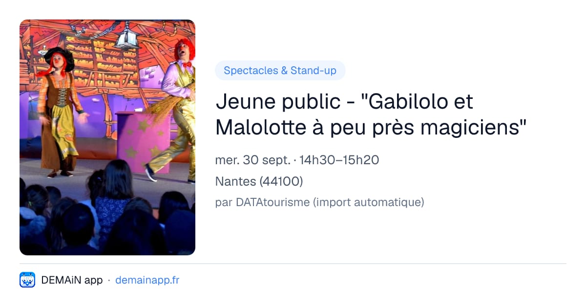 Jeune public - "Gabilolo et Malolotte à peu près magiciens" — Nantes