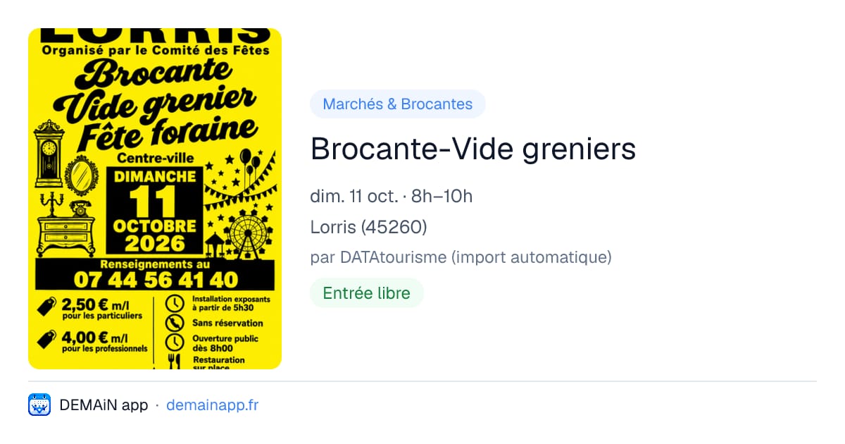 Brocante-Vide greniers — Lorris