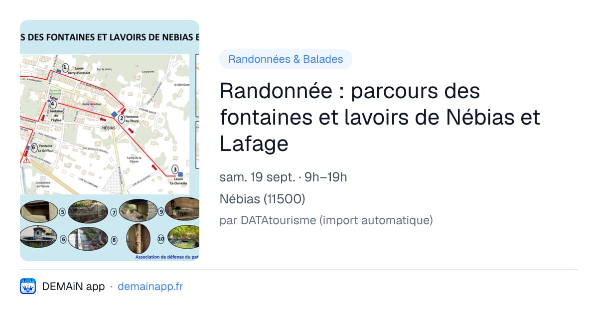 Randonnée : parcours des fontaines et lavoirs de Nébias et Lafage — Nébias