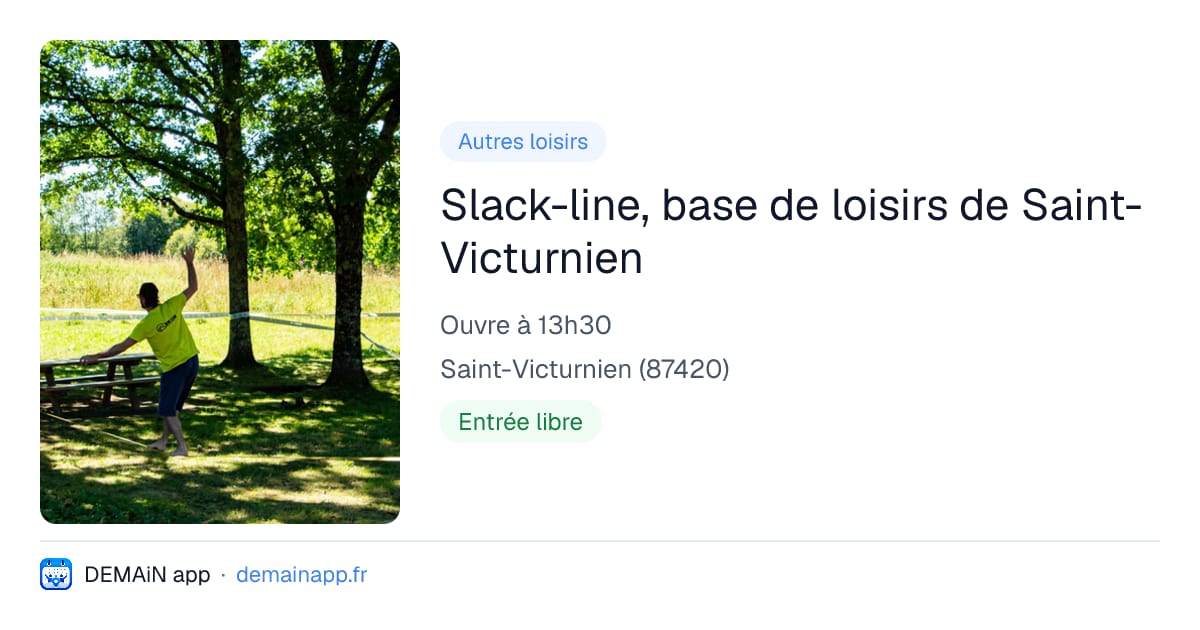 Slack-line, base de loisirs de Saint-Victurnien — Saint-Victurnien