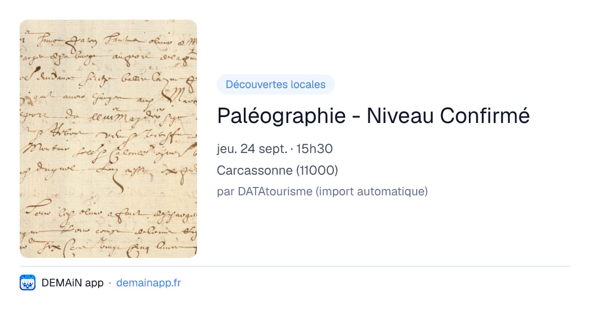 Paléographie - Niveau Confirmé — Carcassonne