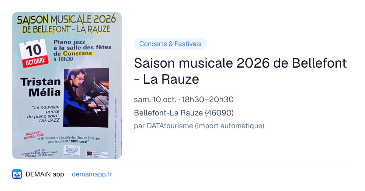 Saison musicale 2026 de Bellefont - La Rauze — Bellefont-La Rauze