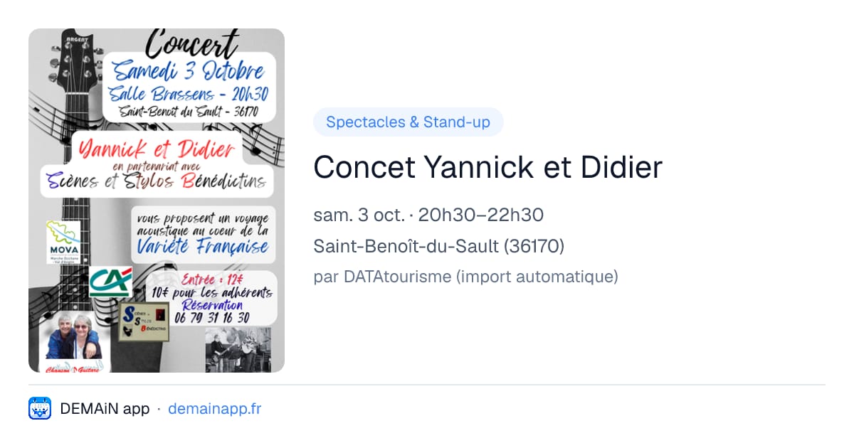 Concet Yannick et Didier — Saint-Benoît-du-Sault