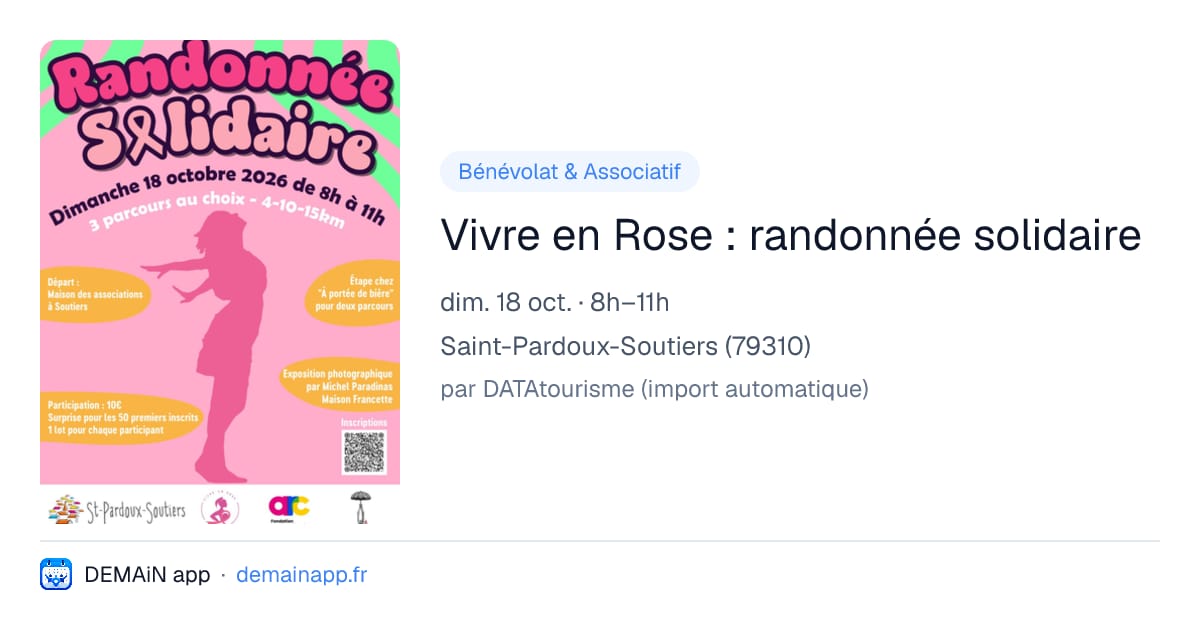 Vivre en Rose : randonnée solidaire — Saint-Pardoux-Soutiers