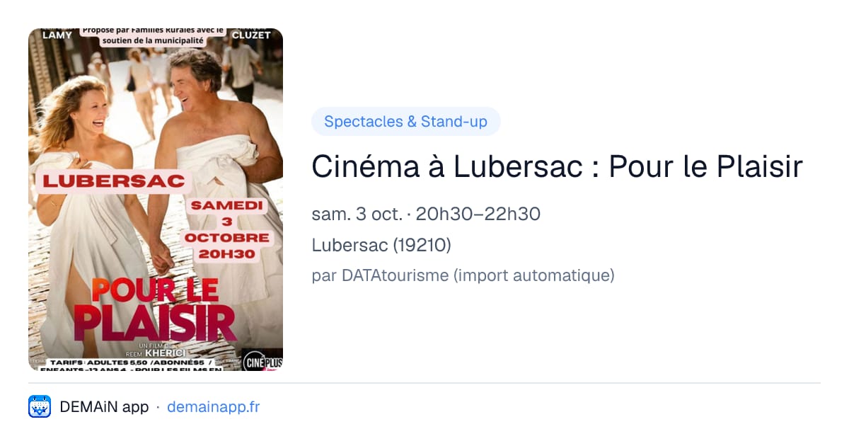 Cinéma à Lubersac : Pour le Plaisir — Lubersac