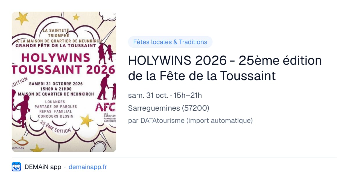 HOLYWINS 2026 - 25ème édition de la Fête de la Toussaint — Sarreguemines