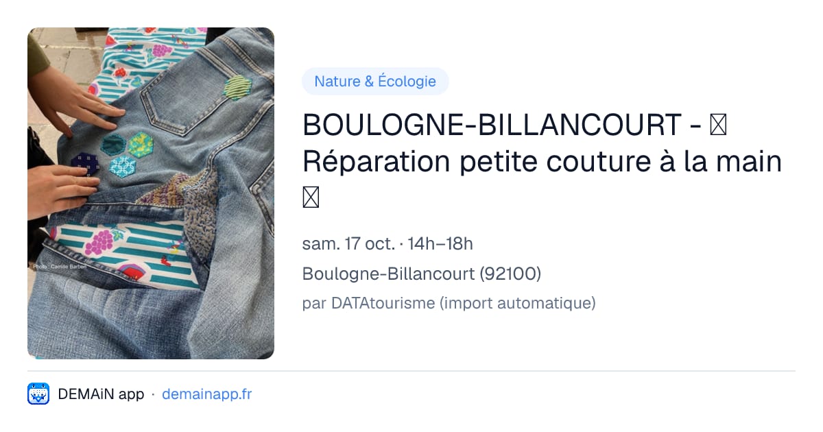 BOULOGNE-BILLANCOURT - 🧵Réparation petite couture à la main 🧵 — Boulogne-Billancourt