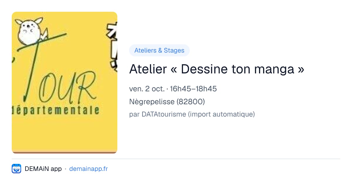 Atelier « Dessine ton manga » — Nègrepelisse