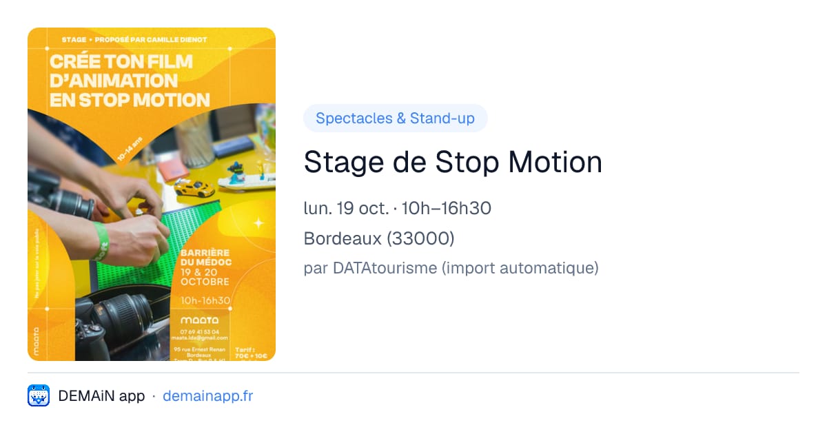 Stage de Stop Motion — Bordeaux