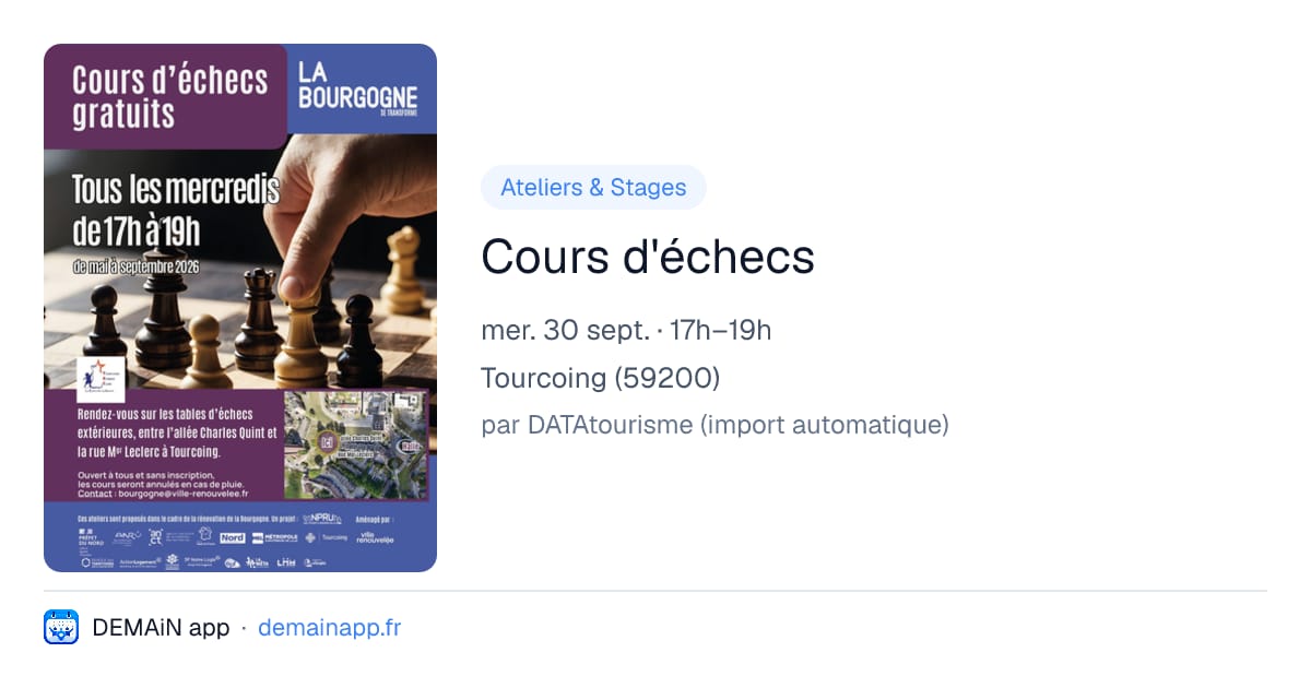 Cours d'échecs — Tourcoing