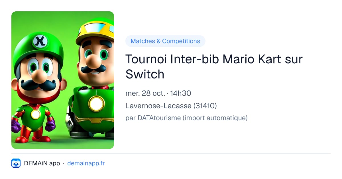 Tournoi Inter-bib Mario Kart sur Switch — Lavernose-Lacasse