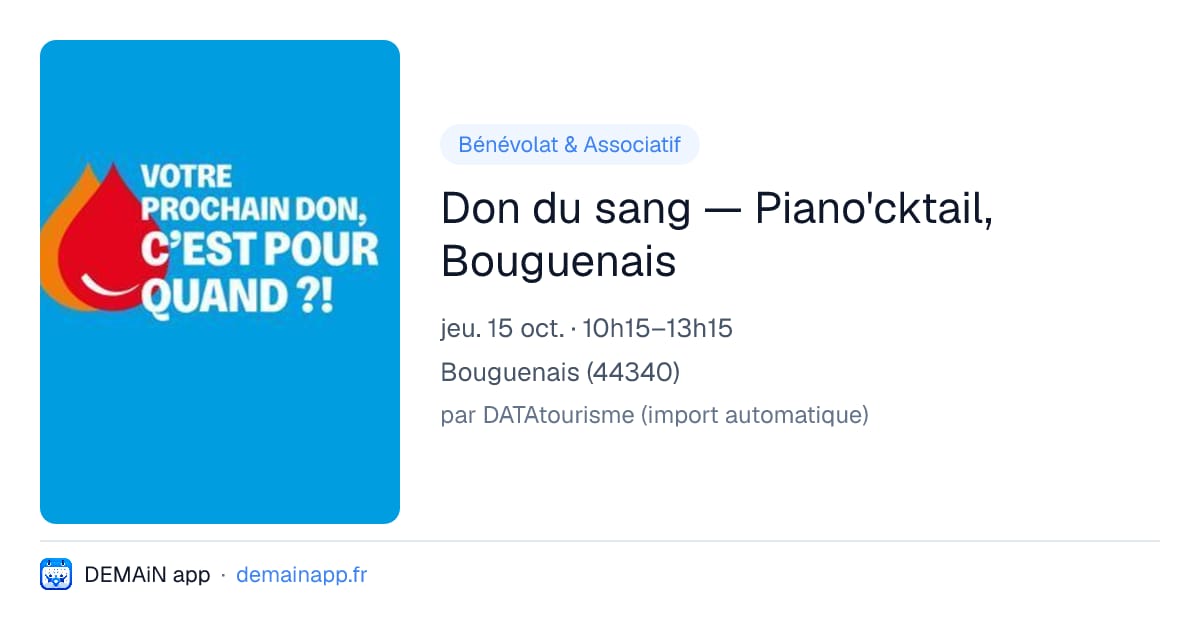 Don du sang — Piano'cktail, Bouguenais — Bouguenais