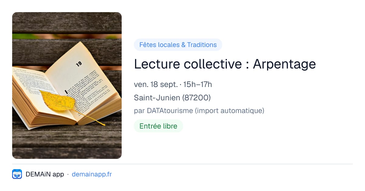 Lecture collective : Arpentage — Saint-Junien
