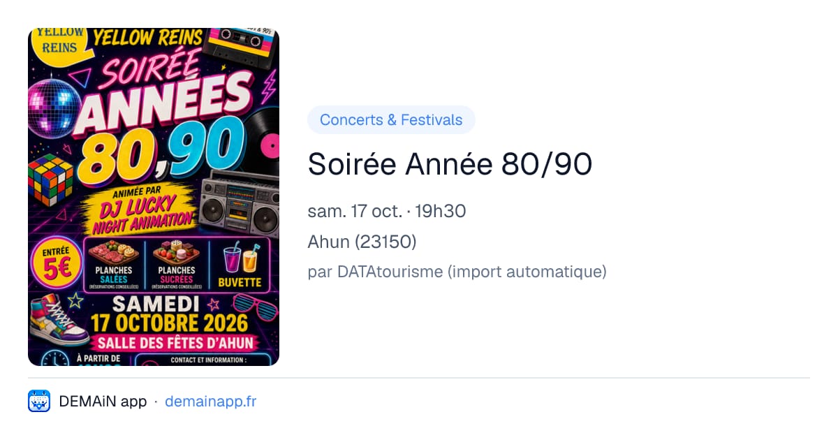 Soirée Année 80/90 — Ahun