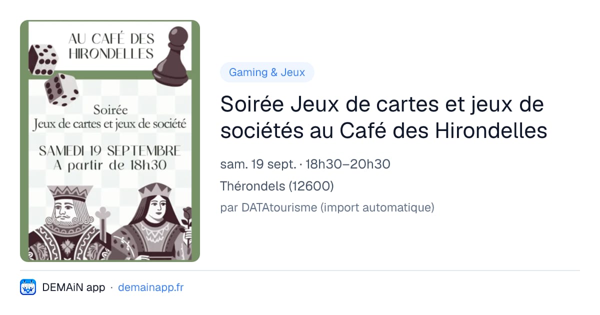 Soirée Jeux de cartes et jeux de sociétés au Café des Hirondelles — Thérondels