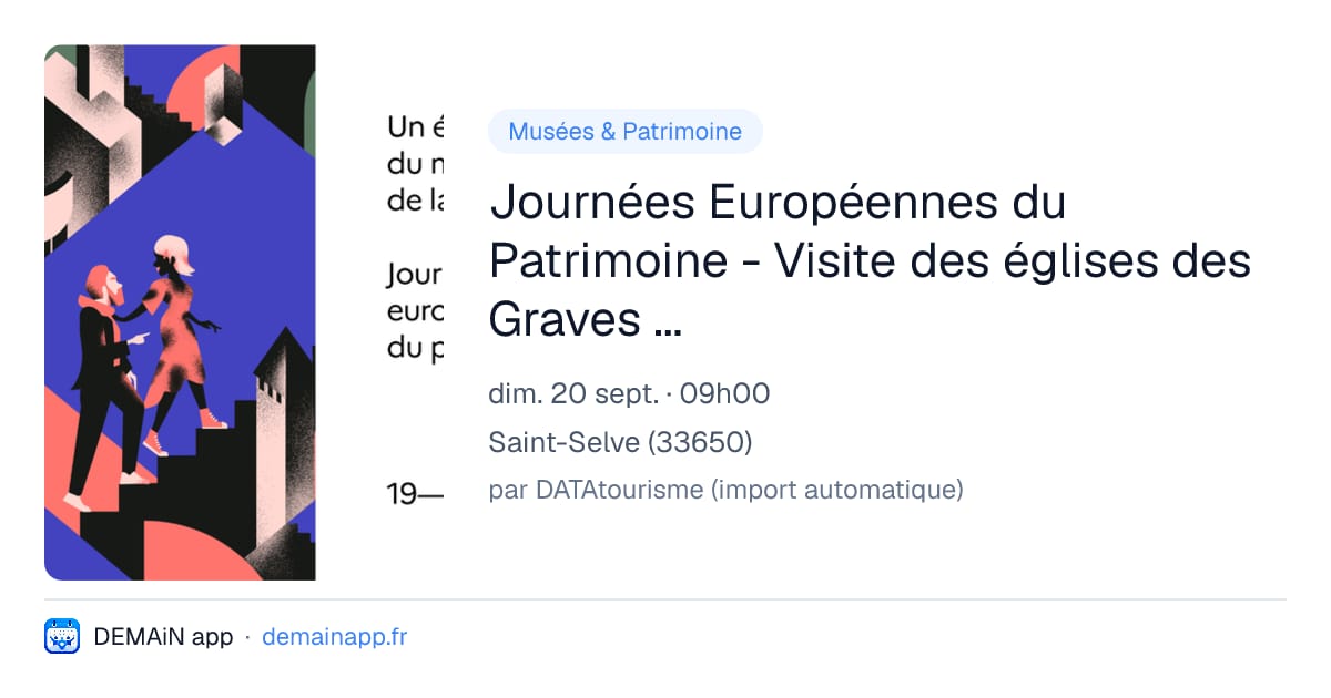 Journées Européennes du Patrimoine - Visite des églises des Graves - Saint-Selve — Saint-Selve