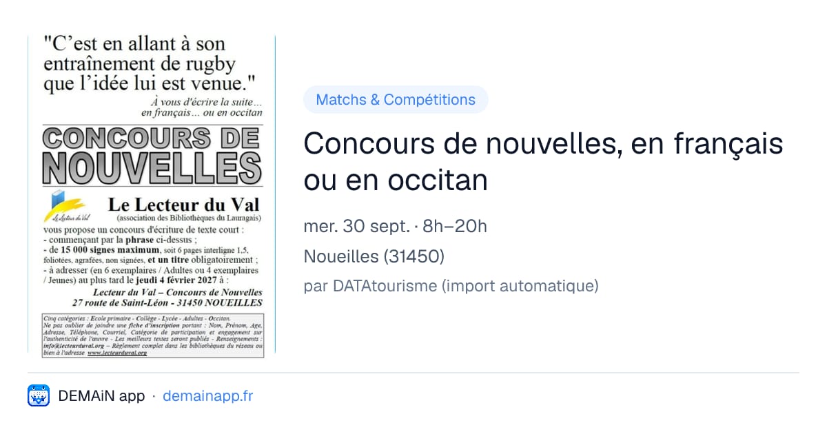 Concours de nouvelles, en français ou en occitan — Noueilles