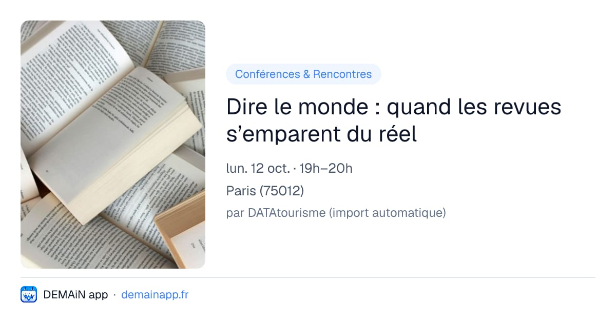 Dire le monde : quand les revues s’emparent du réel — Paris
