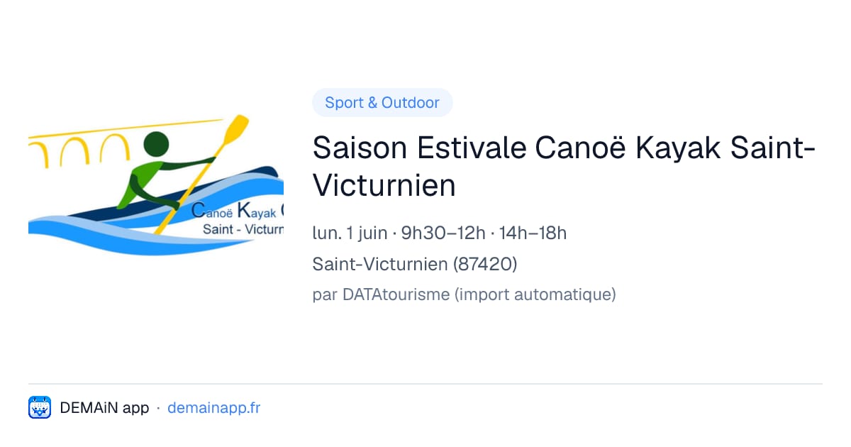 Saison Estivale Canoë Kayak Saint-Victurnien — Saint-Victurnien