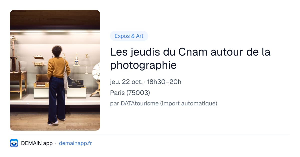 Les jeudis du Cnam autour de la photographie — Paris