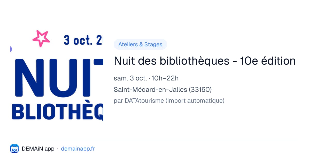 Nuit des bibliothèques - 10e édition — Saint-Médard-en-Jalles