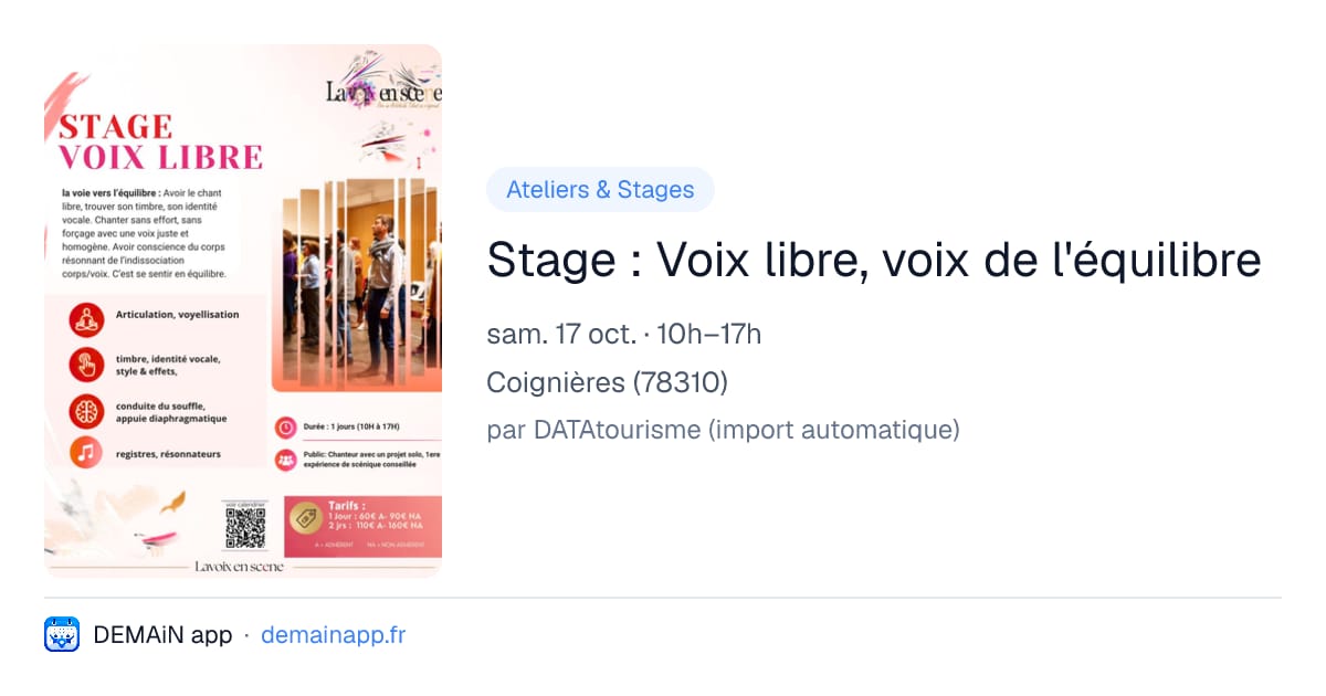 Stage : Voix libre, voix de l'équilibre — Coignières