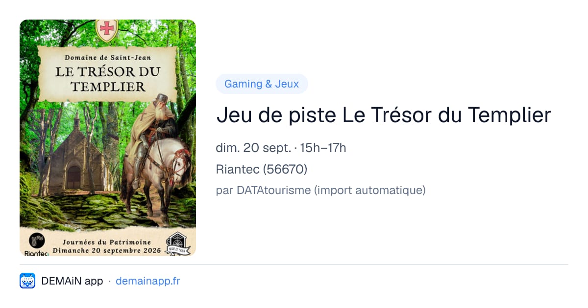 Jeu de piste Le Trésor du Templier — Riantec