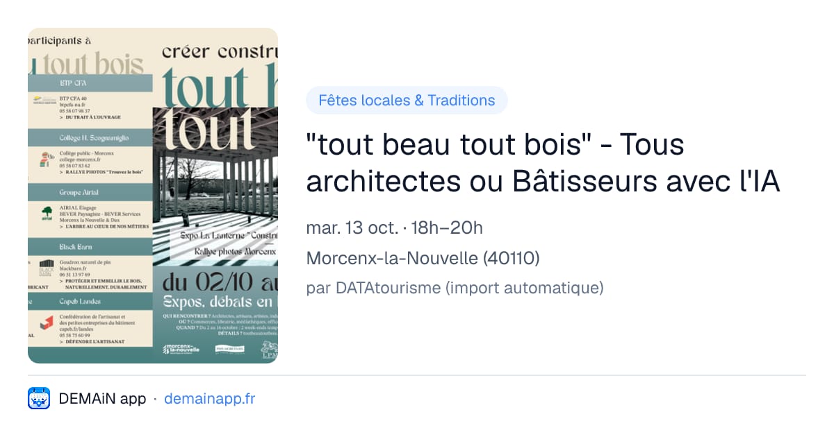 "tout beau tout bois" - Tous architectes ou Bâtisseurs avec l'IA — Morcenx-la-Nouvelle