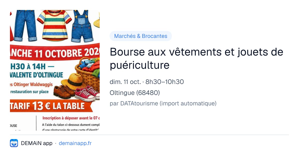 Bourse aux vêtements et jouets de puériculture — Oltingue