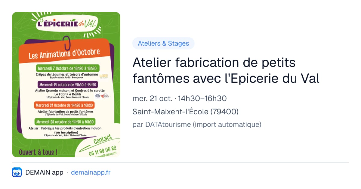 Atelier fabrication de petits fantômes avec l'Epicerie du Val — Saint-Maixent-l'École