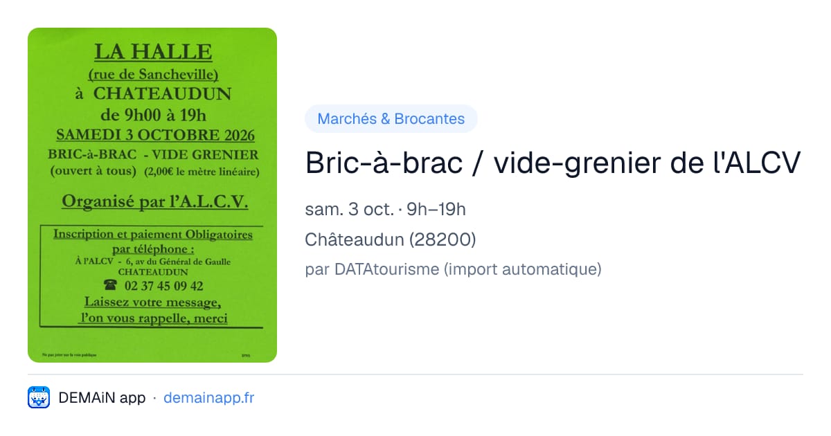 Bric-à-brac / vide-grenier de l'ALCV — Châteaudun