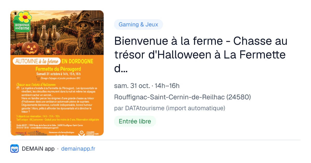 Bienvenue à la ferme - Chasse au trésor d'Halloween à La Fermette du Pérougord — Rouffignac-Saint-Cernin-de-Reilhac