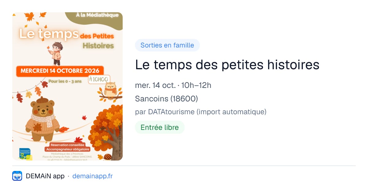 Le temps des petites histoires — Sancoins