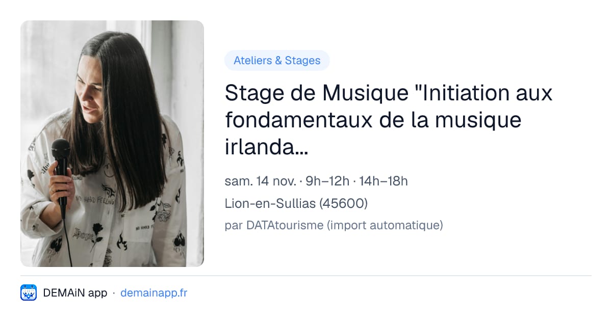 Stage de Musique "Initiation aux fondamentaux de la musique irlandaise" — Lion-en-Sullias
